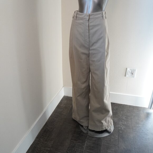 Brunello Cucinelli Monili Jeans Khaki Twill Denim Wide Leg High Waist Size 8 - Picture 3 of 12
